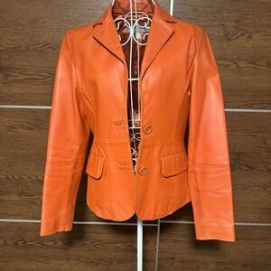 Amisu genuine leather orange Blazer Sz S European 38